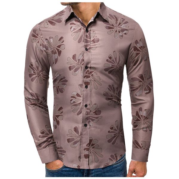 

autumn winter men's casual slim fit printed trun-down collar printed button solid long sleeve luxury men shirt, White;black