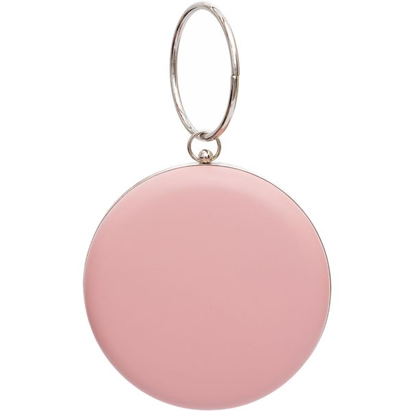 

pink round wristlets women evening purse tote bags chain clutch bag shiny women patent box handle party purse