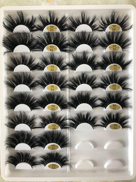 

14 styles 5d 25mm false eyelashes a pair of thick exaggerated eyelashes 25 mm real mink hair 30 sets ing