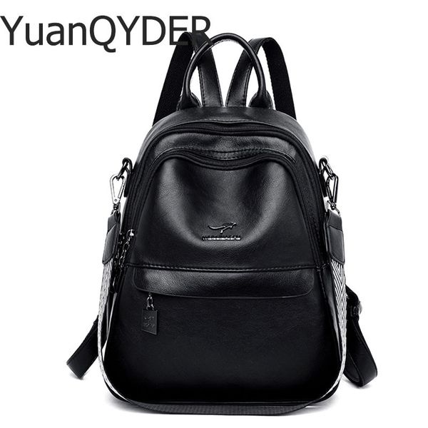 

2019 women multifunction anti-theft backpack quality soft leather bagpack casual school shoulder bags for teenager girls mochila