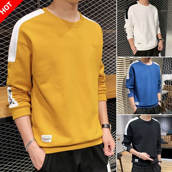 

casual men's hoodies 2020 spring fashion long sleeves sweatshirt hooded man solid color male hoodies sweatshirts for men, Black