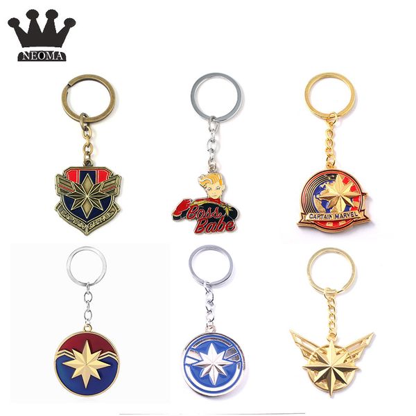 

20pcs/lot 4 captain marvel figure keychain key chain for keys gold captain marvel shield men car key holder chain, Silver