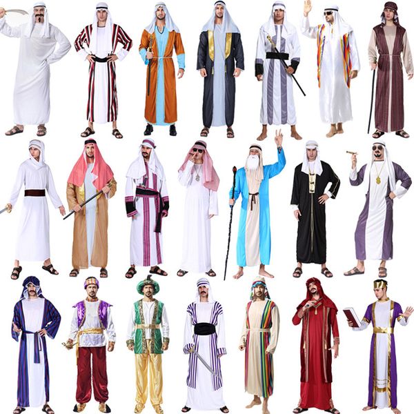 

party cosplay stage costume halloween theme cos costume king arab arabian robe clothes aladdin dubai boy girls clothing set 06, Blue