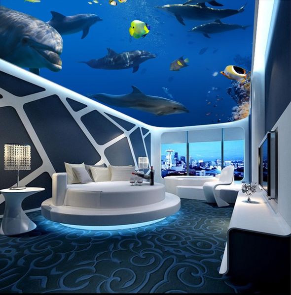 

фото обоев гостиных ктв спальни потолок фреска обои ocean world dolphin потолочный
