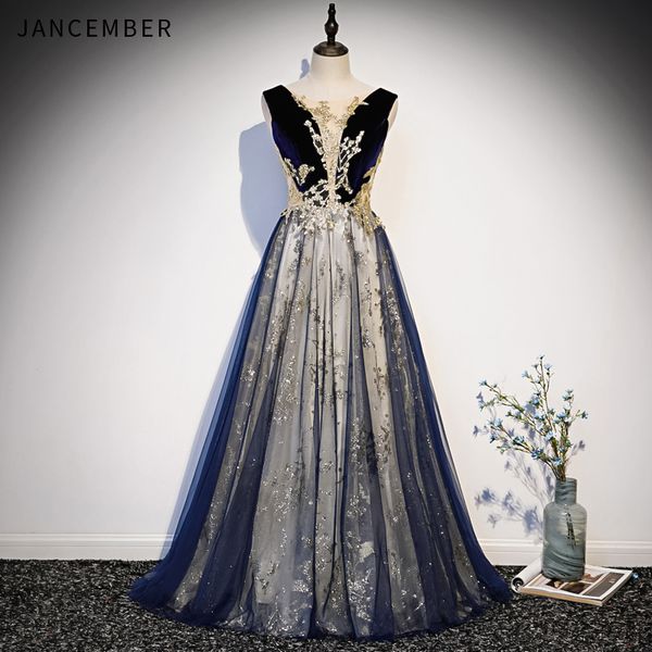 

wln18511 jancember 2020 dress party long illusion v-neck lace up back floor length luxury crystal dress trajes de noche de gala, White;black