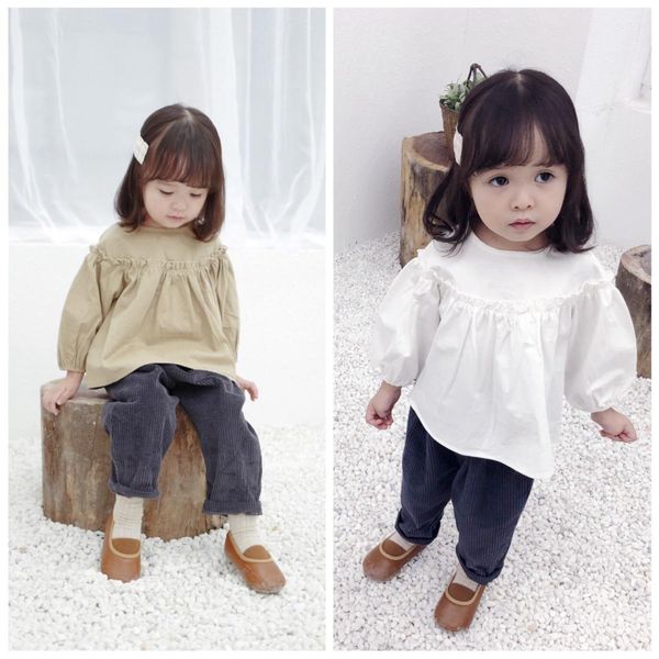 

baby shirt girls'clothes new 1-3 year old children's autumn blouse baby long sleeve shirt in spring 2019, White;black