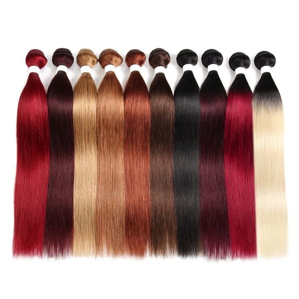 

бразильский ombre цветные straight humank волосатые bundly 8-26 дюймов гуманное haire плетение bundlt remy выдвижения волос 1 bundle, Black;brown
