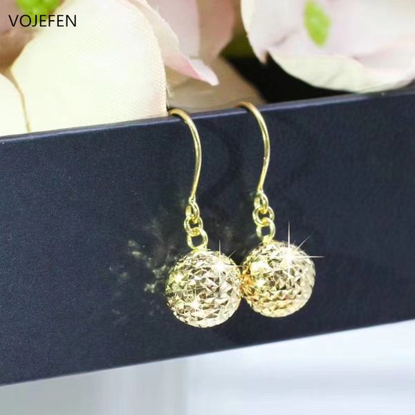 

other vojefen 18k yellow gold flashed dainty statement round ball drop dangle earrings delicate fine jewelry hook for women, Golden;silver