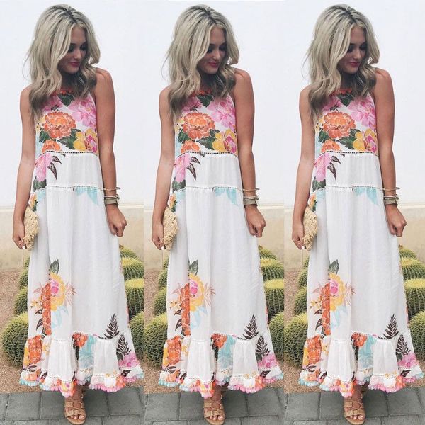 

women boho floral printed dress new 2018 fashion ladies long maxi dress female evening party summer beach dresses vestidos, Black;gray