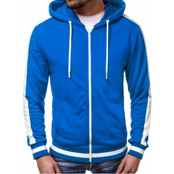 

2020 casual stripe hoodie men workout sweatshirt soild male pocket zipper tracksuit mens cotton cardigan hoodies, Black