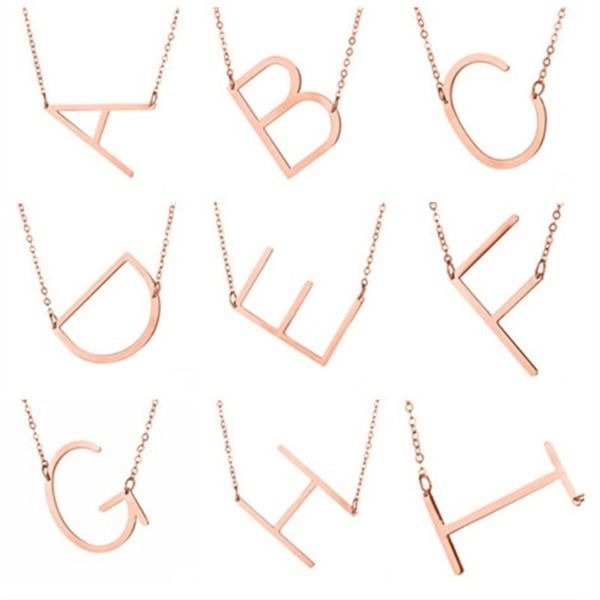 

alphabet letter initial necklace gold/rose gold/silver new sideways large initial necklaces for women fashion jewelry drop shipping