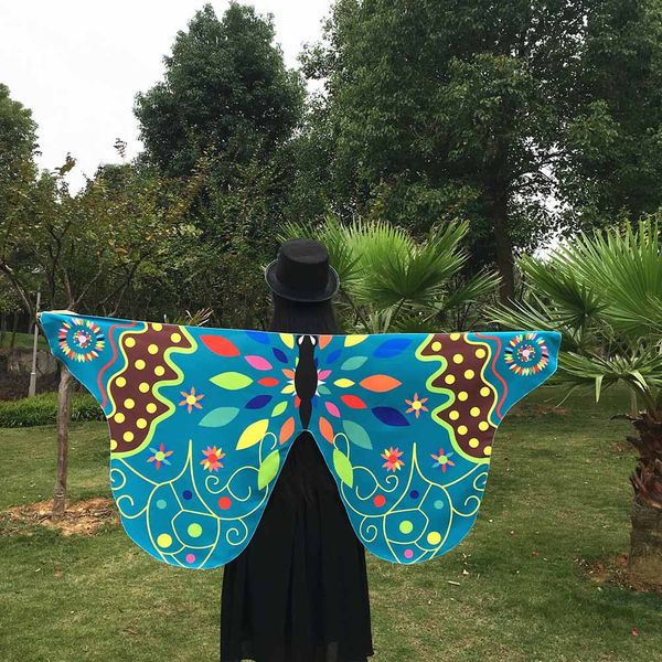 

belly dance butterfly wings shawl kids dresses for girls dancing colorful fairy carnival costume foulard femme drop shipping c, Black;red