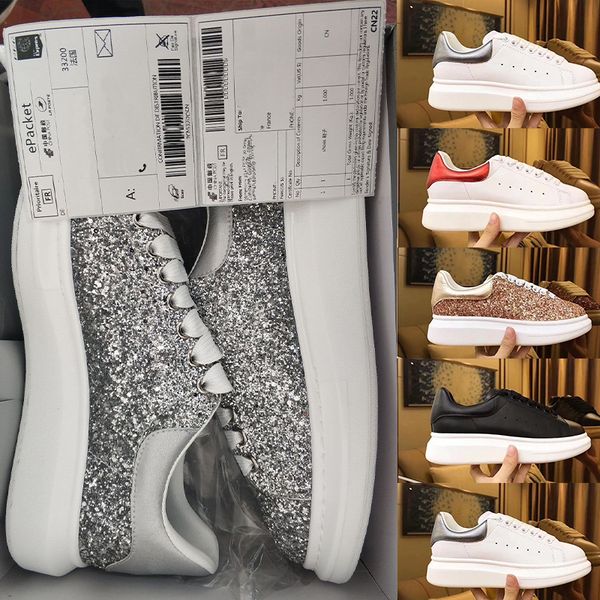 

2020 luxury fashion glitter black sliver red platform casual shoes for men women girls trend thick bottom outdoor walking shoes sneakers