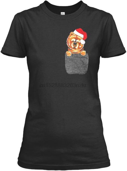 

men t shirt chow chow dog santa hat in your pocket c women t-shirt, White;black