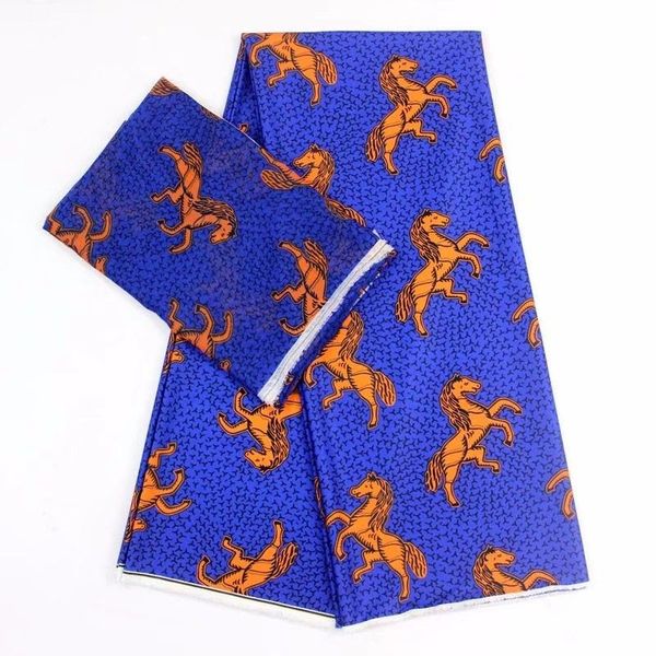 

4yards beautiful blue background horse printed african audel.modell silk lace fabric and 2yards chiffon scarf for dress vs6-7