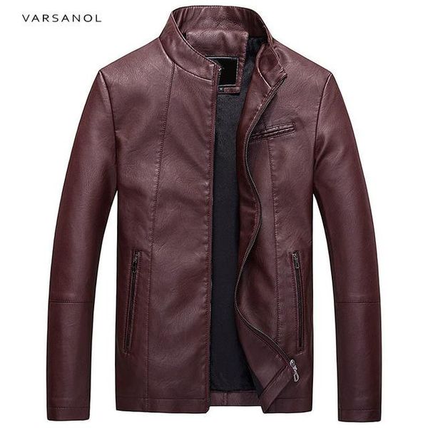 

regular varsanol causal leather jackets male long sleeve winter thick pocket mens pu bomber outerwear zipper brand clothing autumn, Black;brown