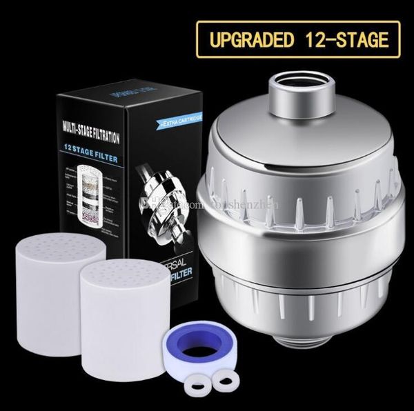 

10-15 stage shower filter 2 replaceable cartridges kit shower water filter removes chlorine reduces flouride chloramine filtered shower head