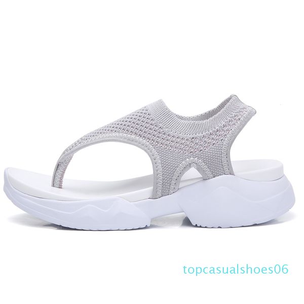 

2020 women sandals ladies mesh flip flops female elastic band wedges woman breathable beach shoes women's footwear plus size 43 t06, Black