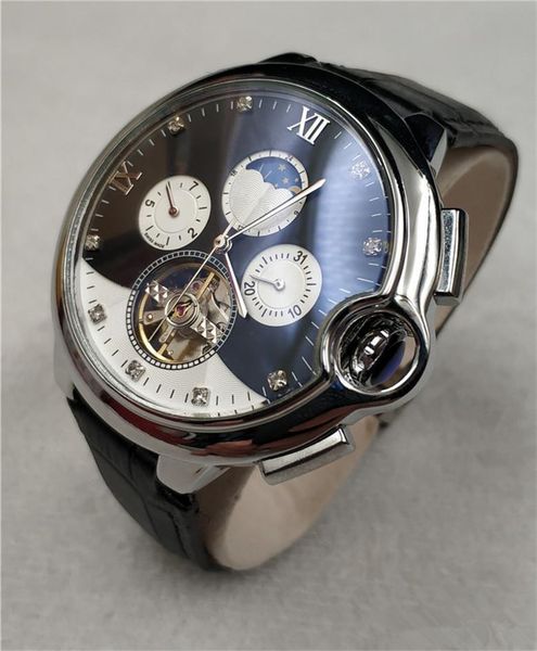 

лучший бренд все subdials работа мужские часы montre homme роскошные автоматические механические часы мужчины турбийон мужской часы платье б, Slivery;brown