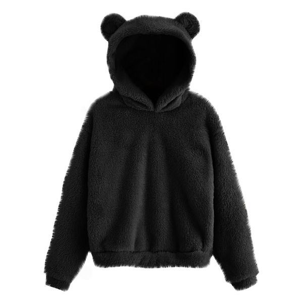 black fluffy sweatshirt