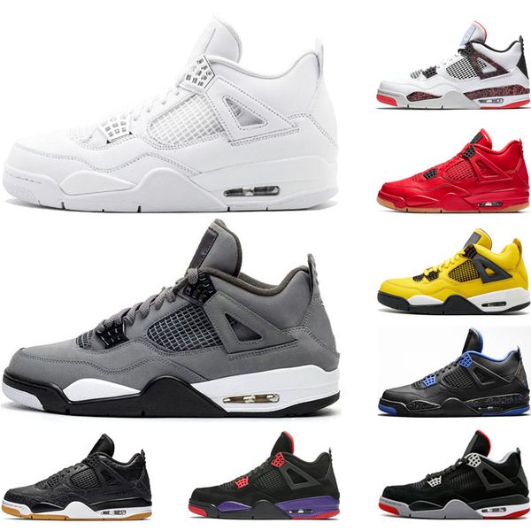 

High Quality 4 Pure Money Basketball Shoes Men 4s FIBA Wings cool grey Bred White Cement Green Glow Bred Thunder Sports Trainer Sneakers