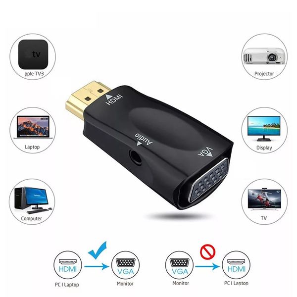 

hdmi на vga адаптер мужчины к женщине конвертер hd 1080p для портативных пк tv box дисплей компьютера проектор