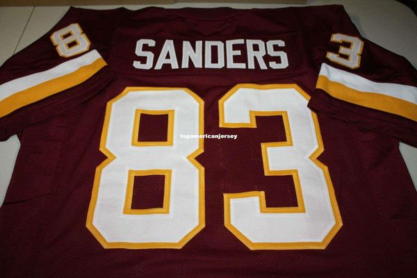 

retro #83 rickey sanders custom mitchell & ness jersey the posse wine red stitching men's football jerseys rugby, Black;blue