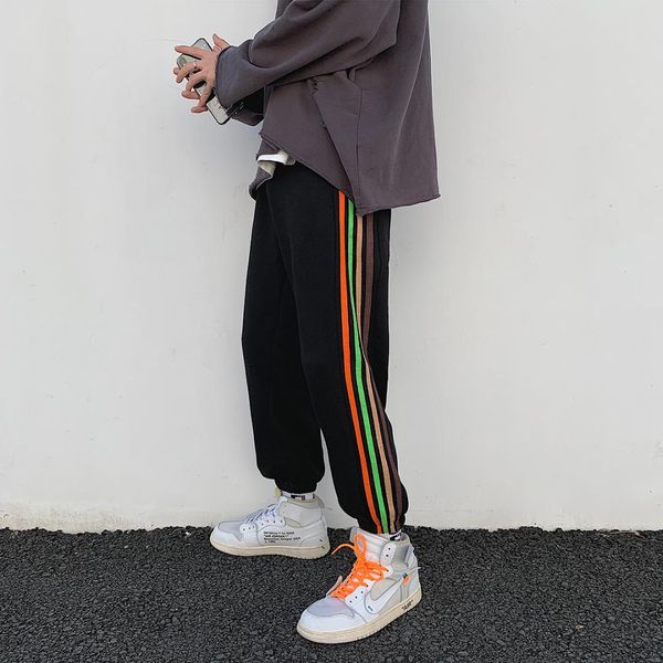 

men's thickening velvet printing casual pants loose trousers active elastic harem pants hip hop style joggers sweatpants s-2xl, Black