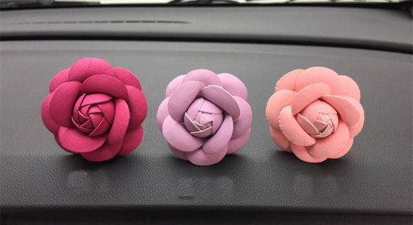 

korean camellia women's car perfume car air freshener ornament perfume clip flower decoration accessories xcz552