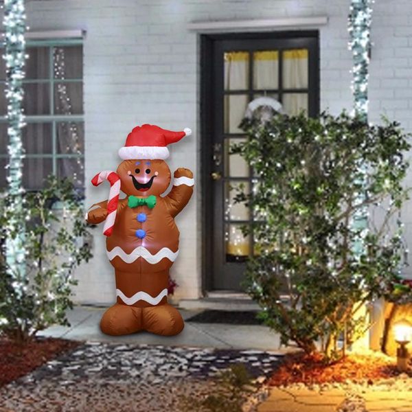 

promotion 1.5m inflatable christmas santa claus gingerbread snow man led decoration hold a candy stick decoration for home outd
