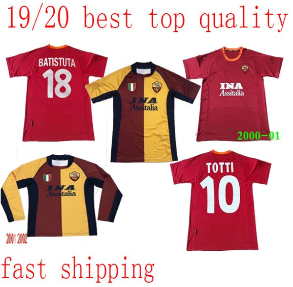 

retro roma soccer jersey 00 01 totti batistuta candela montella shirt classic commemorate collection vintage rome maglia da calcio close-fit, Black;yellow