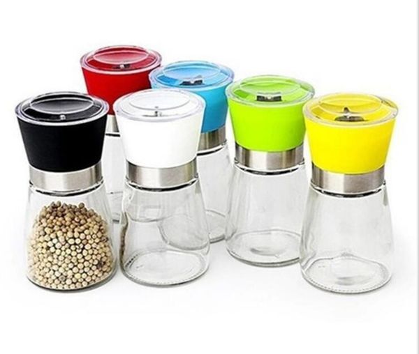 

new pepper mill grinder glass pepper grinder shaker spice salt container condiment jar holder grinding bottles 222