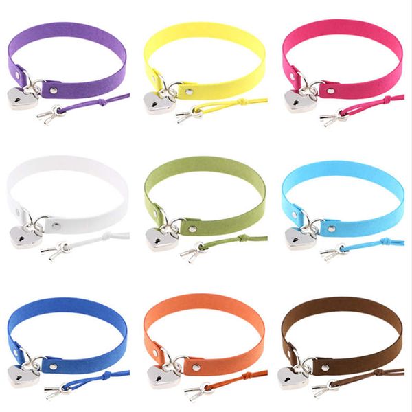 

simple punk style, taste, fetters peach heart, love, lock collar and neck chain dan221 mix order necklaces chokers, Golden;silver