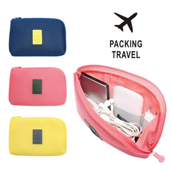

small zipper phone purse pink yellow clutch bag portable travel storage bag earphone cable makeup receive package coin