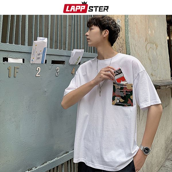 

lappster men patchwork camo funny tshirts 2019 summer mens streetwear harajuku t-shirts designer t shirt white &tees 3xl, White;black