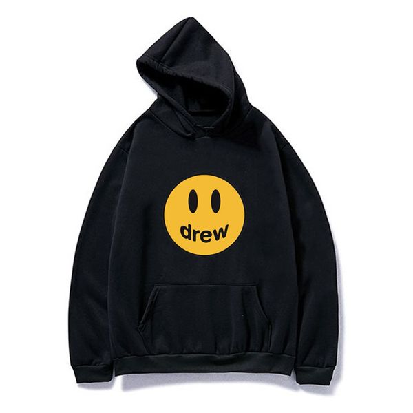

fashion hoodie men justin bieber the drew house smile face print women men hoodies sweatshirts hip hop pullover winter fleece, Black
