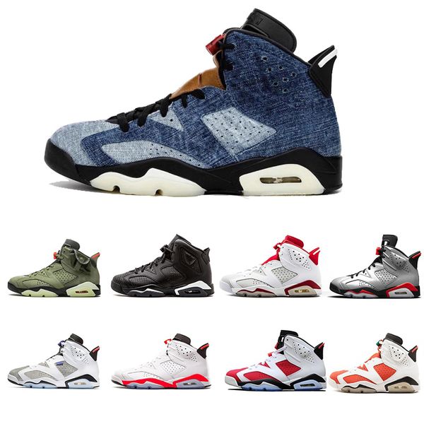 

2020 men 6 washed denim basketball shoes travis scotts gatorade green limited golden sneakers classic 6s unc athletic sports shoes with box