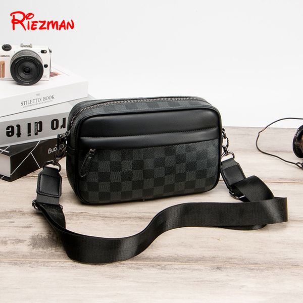 

riezman 2019 men's messenger bag shoulder bag fashion zipper crossbody casual handbags men's commercial package