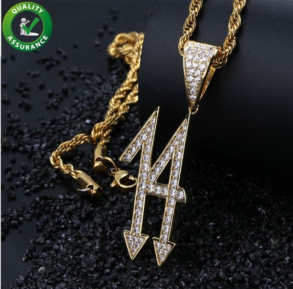 

hip hop jewelry iced out mens gold chain pendants designer necklace micro paved cz luxury wedding accessories for men fashion charm number, Silver