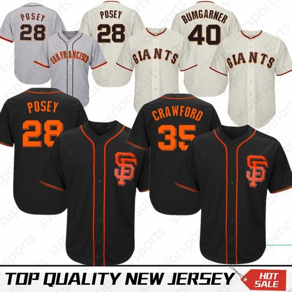 

Embroidery 28 San Francisco Jerseys Giants 35 Brandon Crawford 22 Will Clark 40 Madison Bumgarner 100% Stitched Top quality