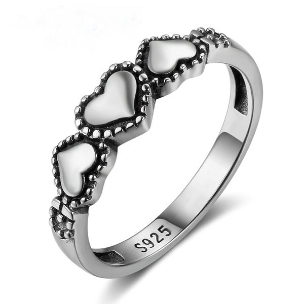 

vintage 925 silver heart engagement ring for women, Slivery;golden