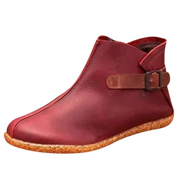 

snow boots 2019 warm womens flats comfortable round toe zipper low-heeled casual shoes ankle booties winter shoes ankle boots#1, Black