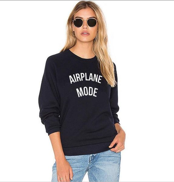 

airplane mode letters print hoodies black white pullovers casual women tracksuit 2019 autumn new sweatshirt