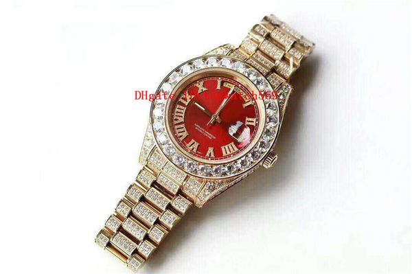 

18k gold 904l stainless steel diamond watch wristwatch mens watch swiss automatic mechanical date day display super water resistant, Slivery;brown