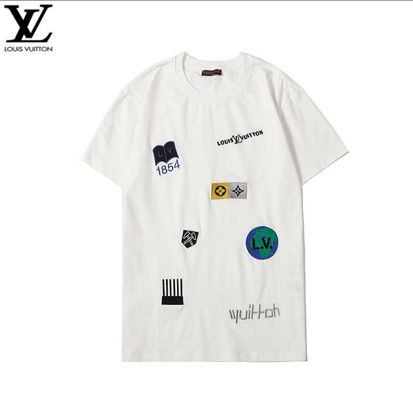 

mens designers shirt summer casual t shirts for men women short sleeve shirt brand clothing letter pattern printed tees crew neck-022, White