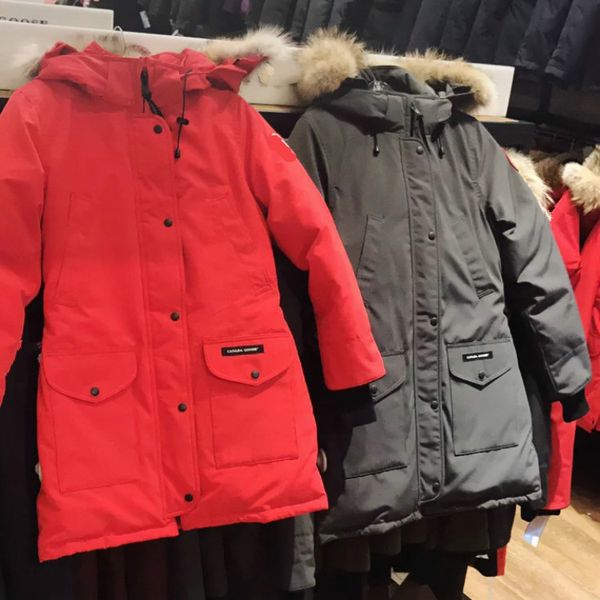 

Dhl women parka winter canada trillium3 down parka with hood nowdome jacket real wolf collar white duck goo e outerwear coat