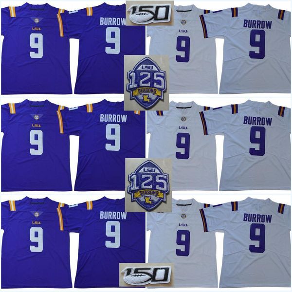 

lsu tigers 1918 silent season 2018 125th #9 joe burrow 150th patch #3 odell beckham jr. #7 fournette peterson mathieu college jerseys, Black