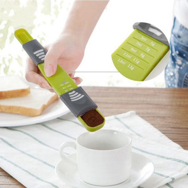 

green measuring spoons kitchen baking tools for measuring liquid powder plastic measuring scoop cake cooking tool haa111