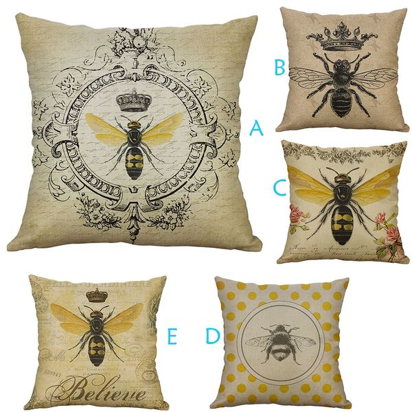 

cushions european style retro small bee linen blend pillow home car cushion orthopedic seat cushion coussin enfant