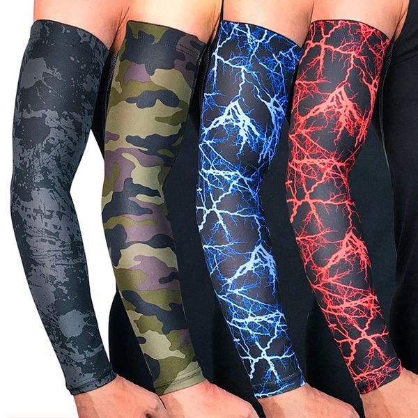 

quick dry uv protection running arm sleeves basketball elbow pad fitness armguards sports cycling arm warmers, Black